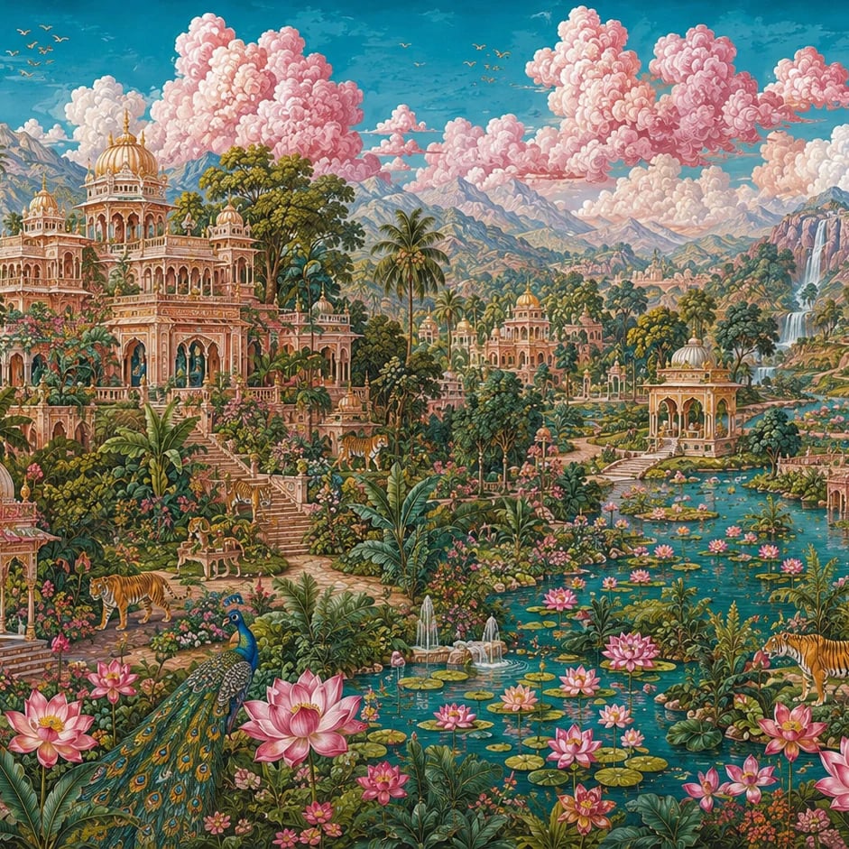 Primer plano del diseño Jardín del palacio del loto a escala de impresión