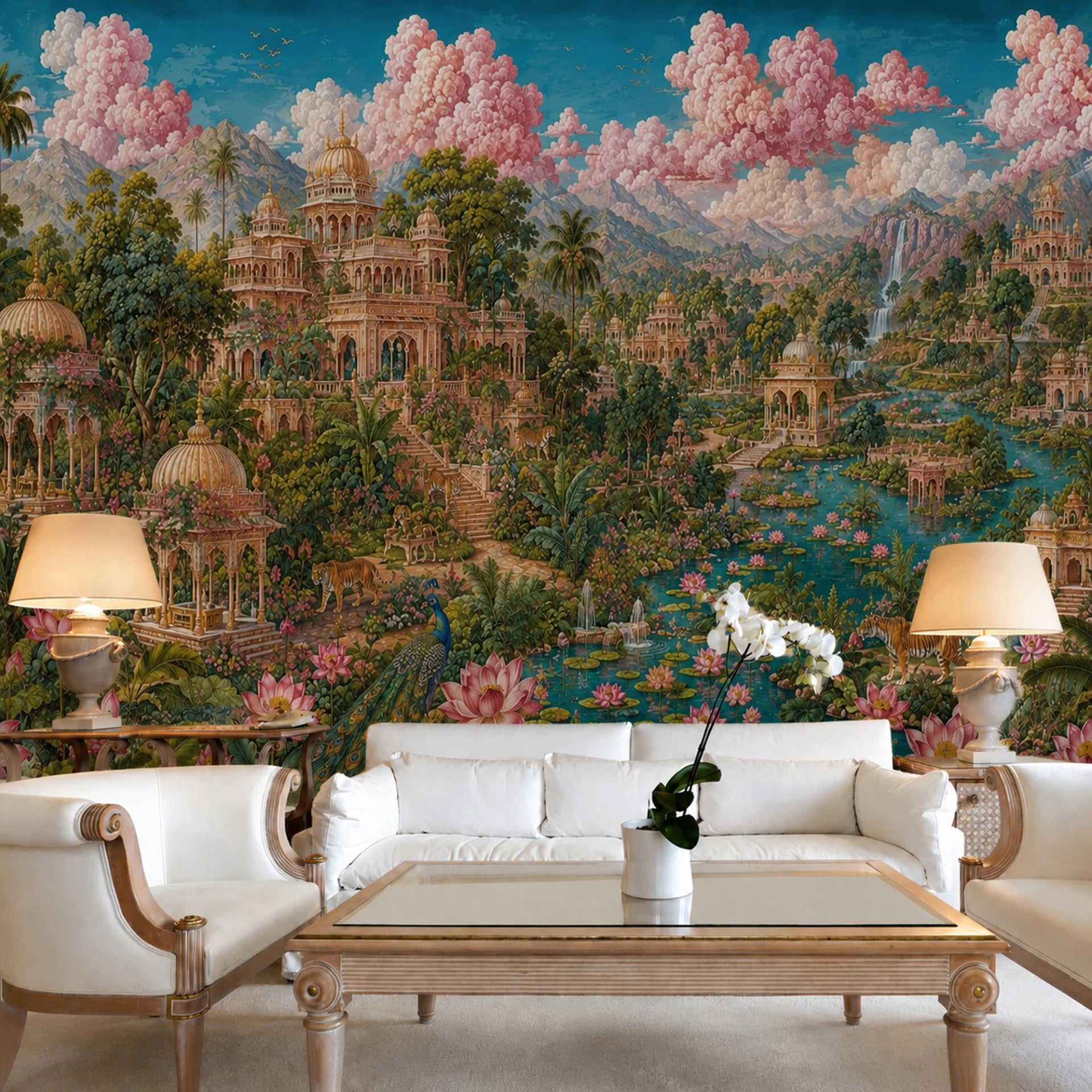 Fotomural Jardín del palacio del loto en un interior decorado, vista 2
