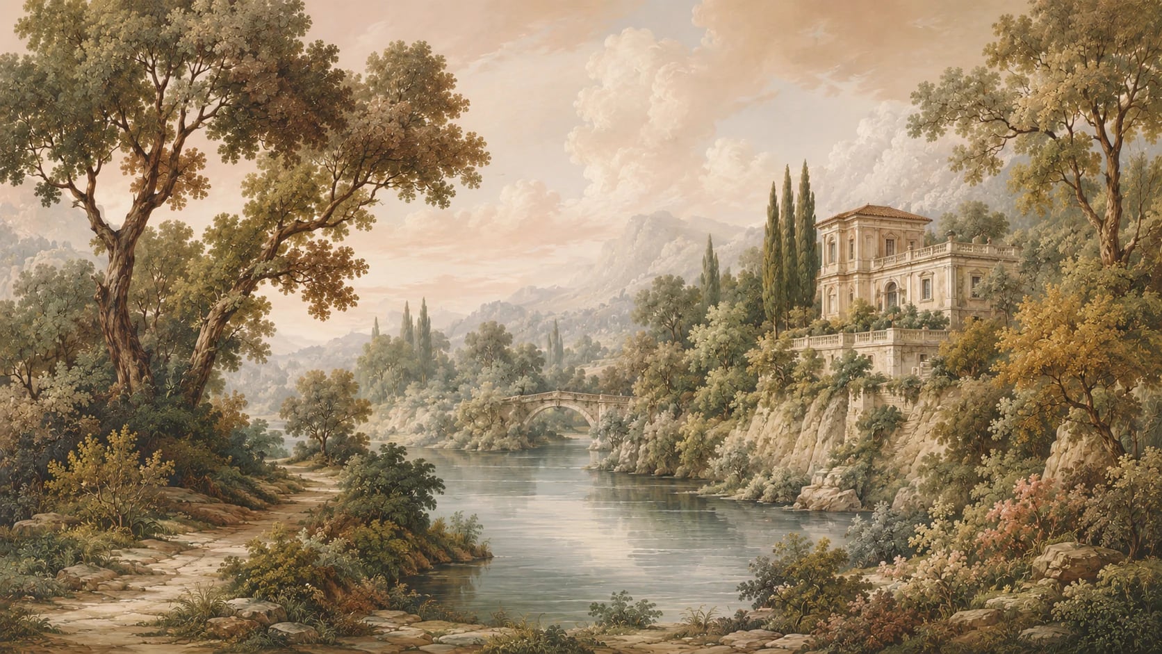 Vue sur la villa italienne