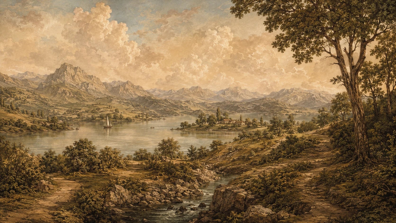 Panorama sur le lac alpin