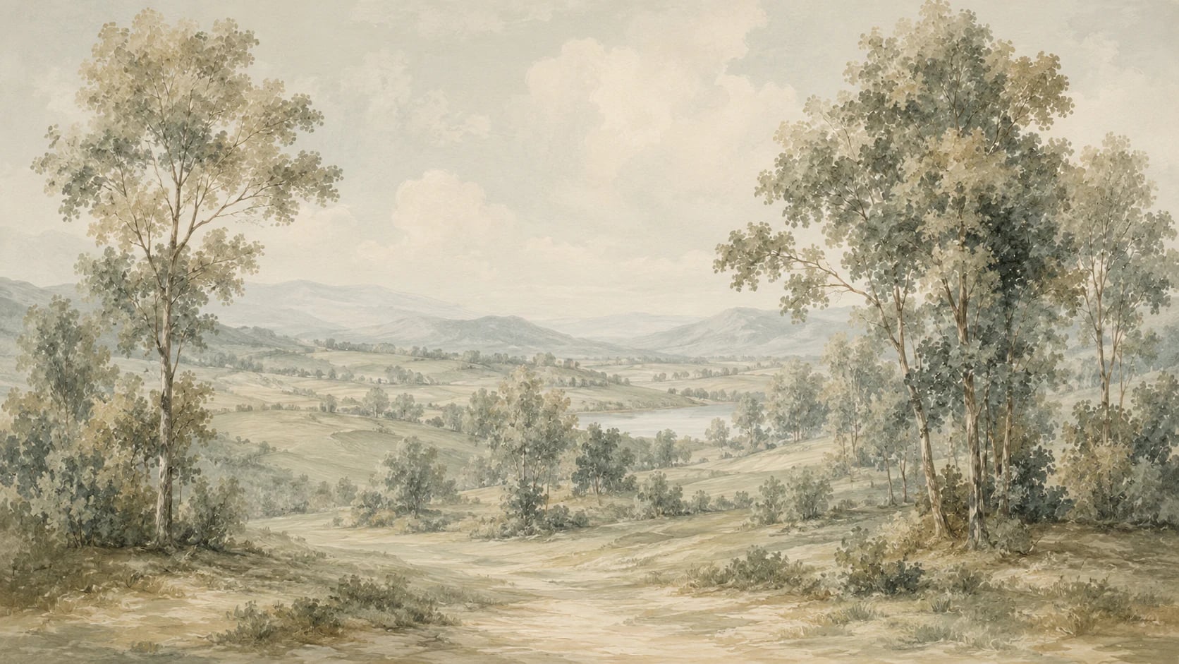 Valle pastoral junto al lago