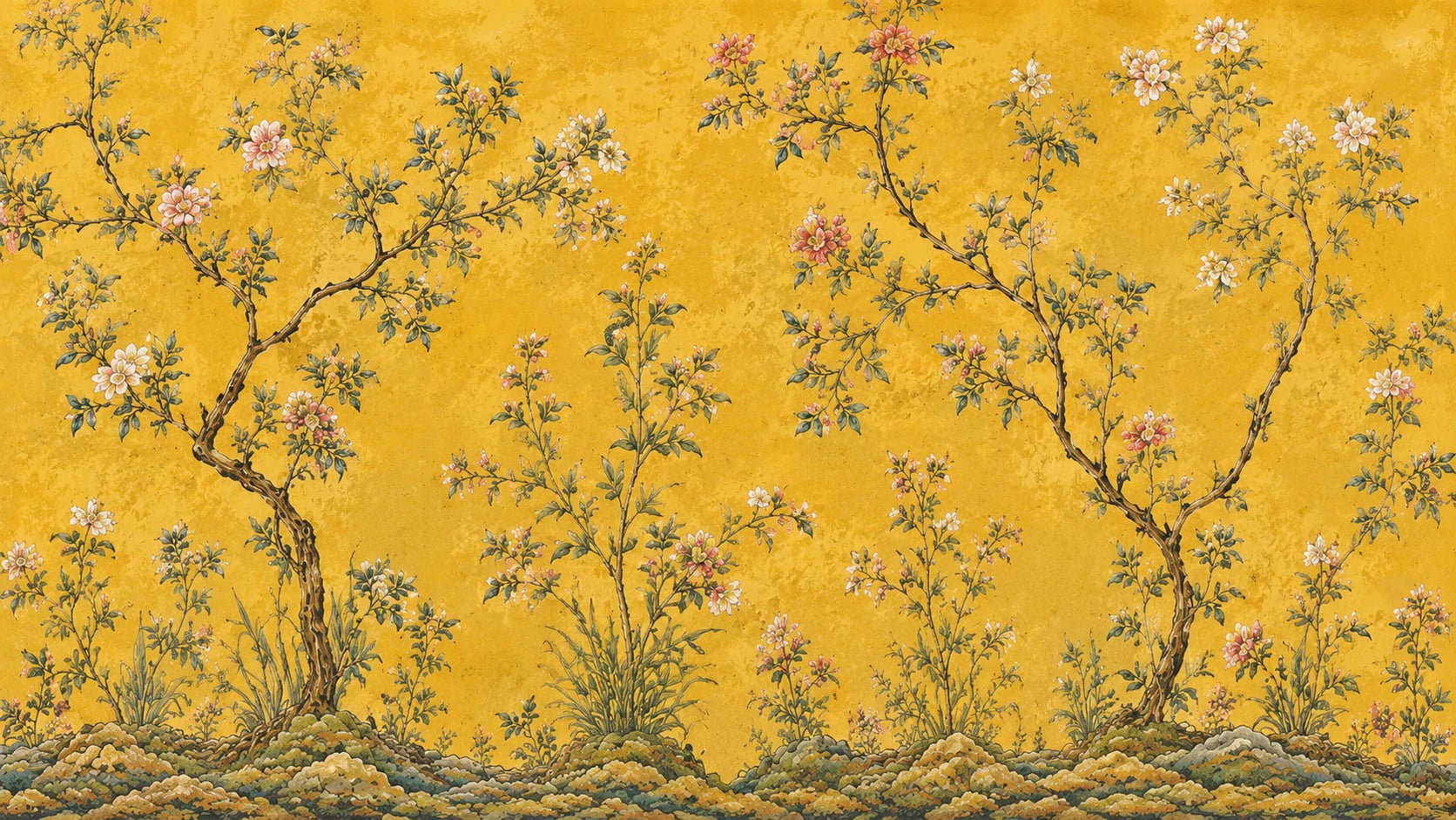 Altın Chinoiserie Çiçekleri