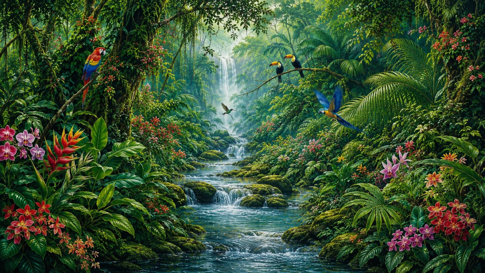 Panorama cascade en forêt tropicale