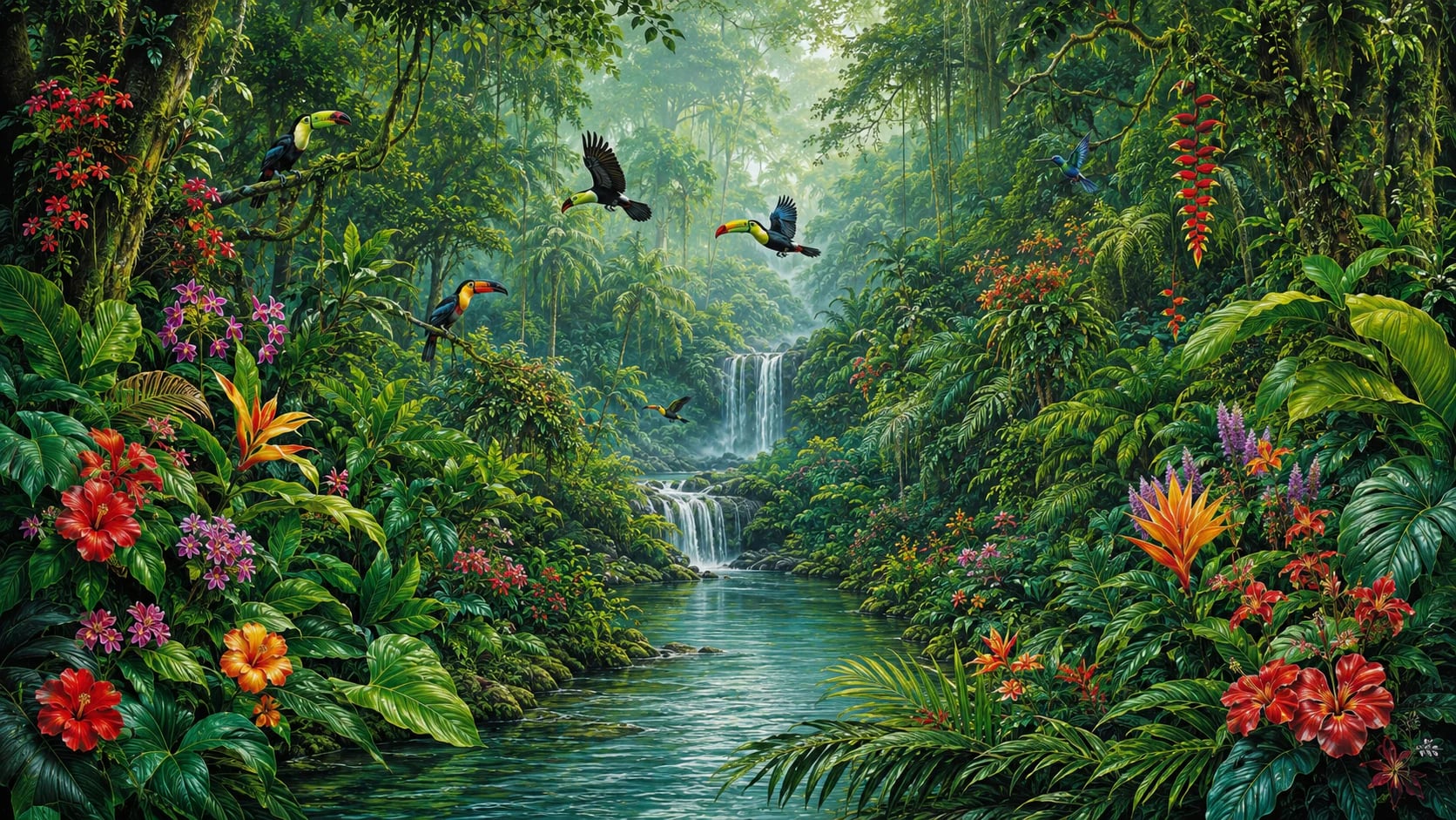 Toucan Waterfall Rainforest