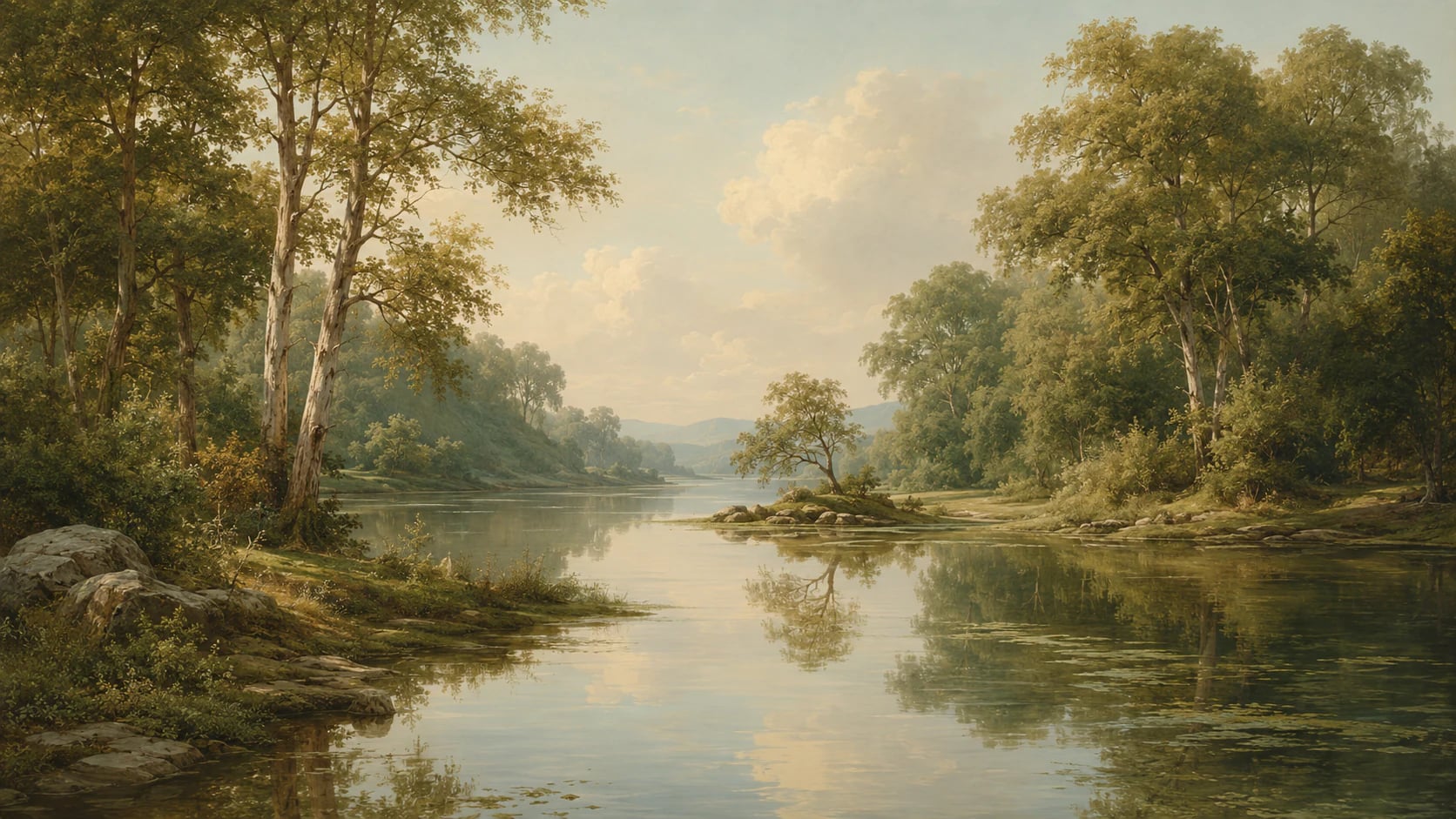 Paisaje fluvial soleado