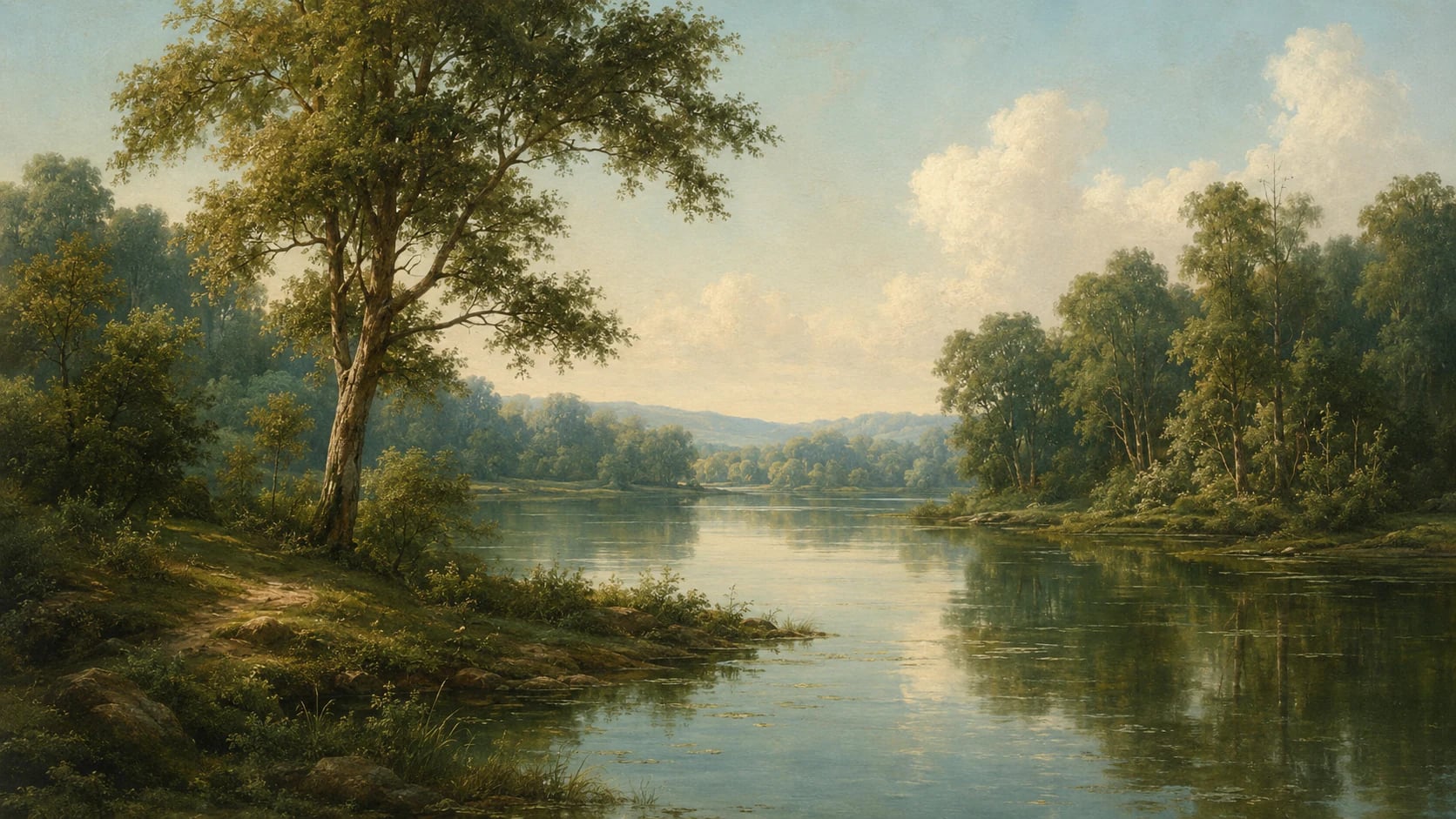Paisaje veraniego en la ribera
