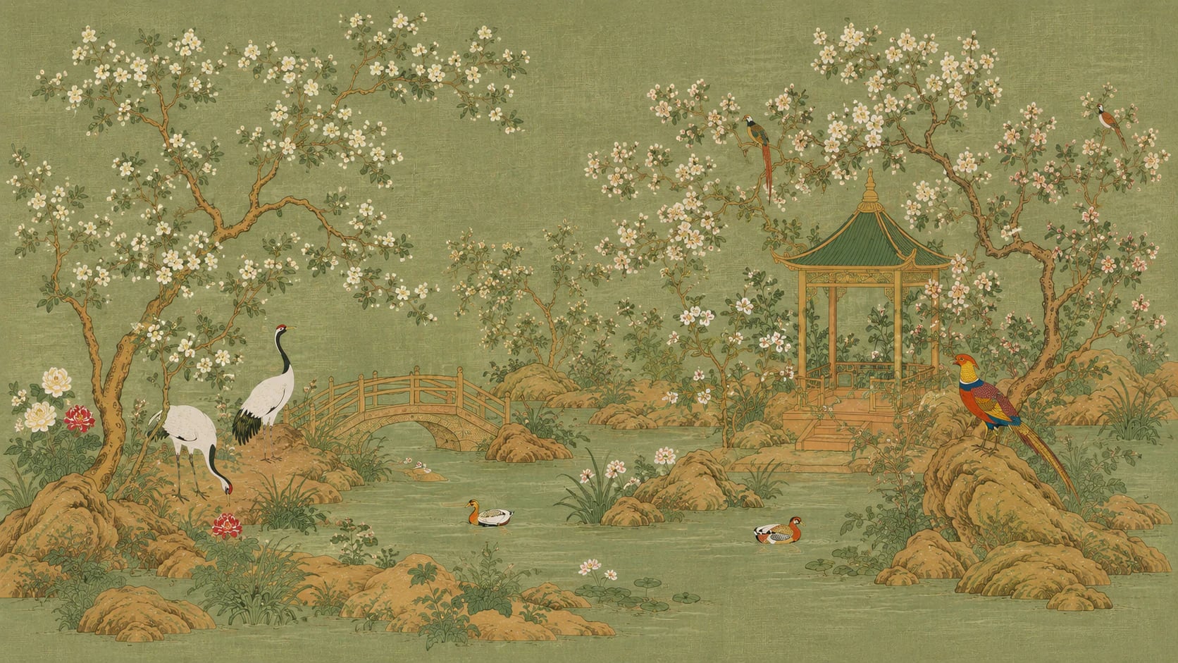 Jardin à la pagode et aux grues