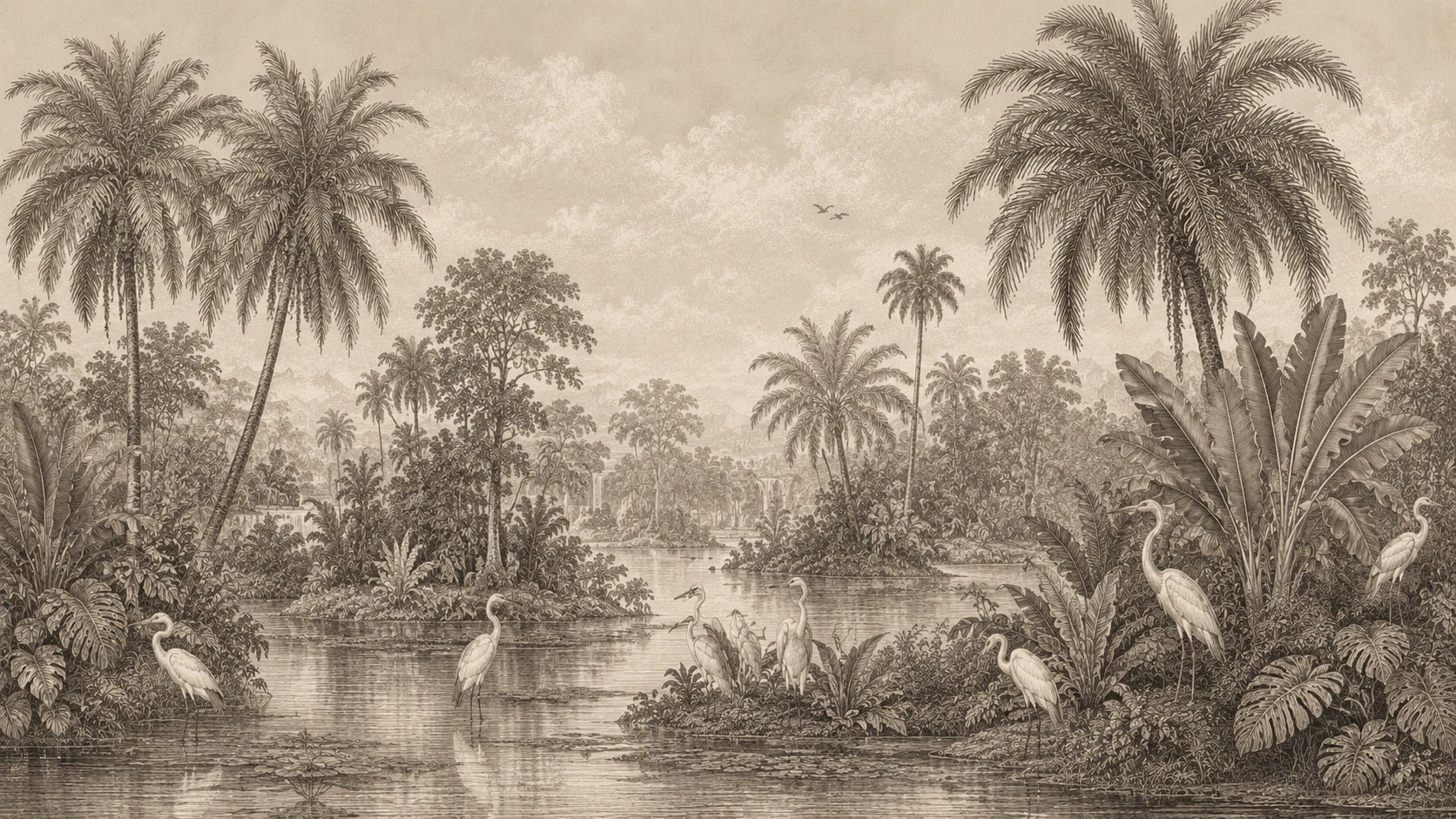 Lagune aux hérons sépia