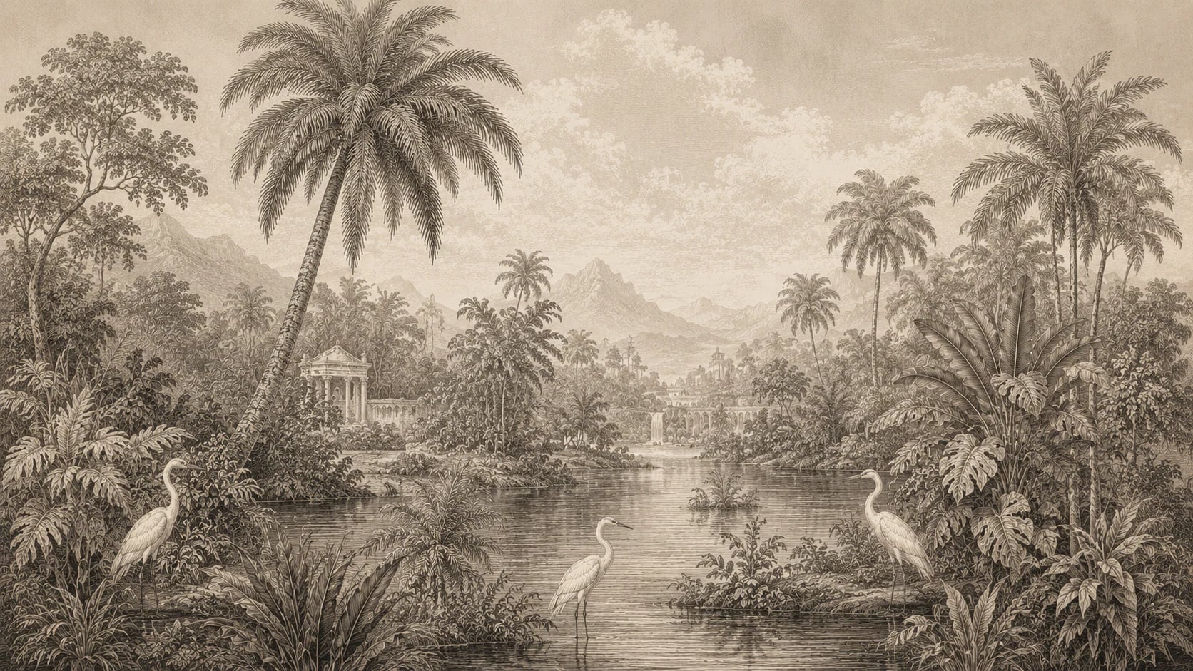Lagune aux hérons sépia