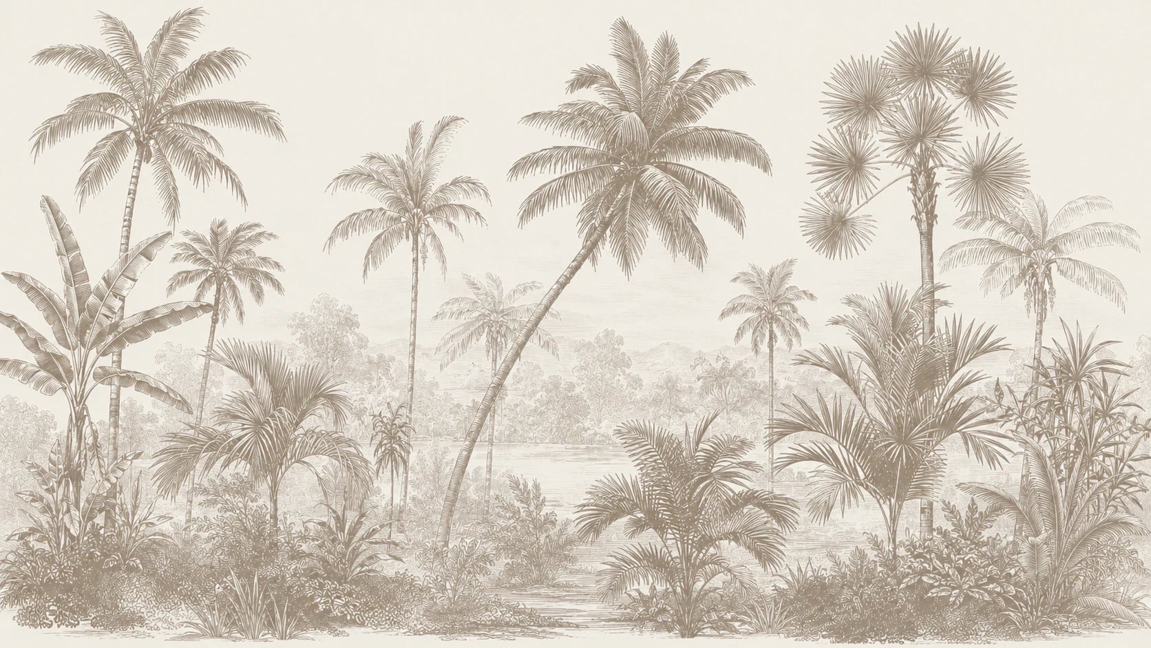 Oasis de palmiers sépia