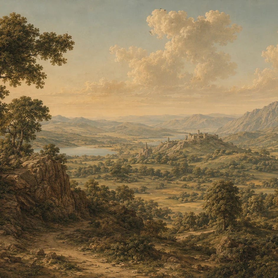 Close-up of the Umbrian Valley Vista artwork at printed scale