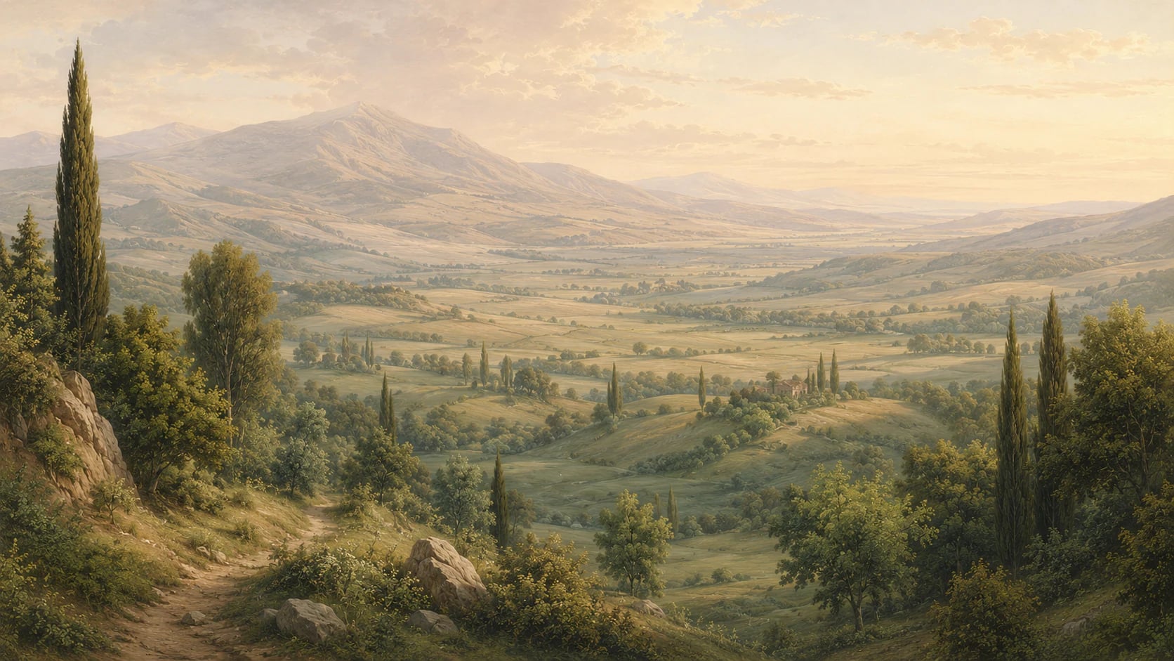 Valle toscano de cipreses