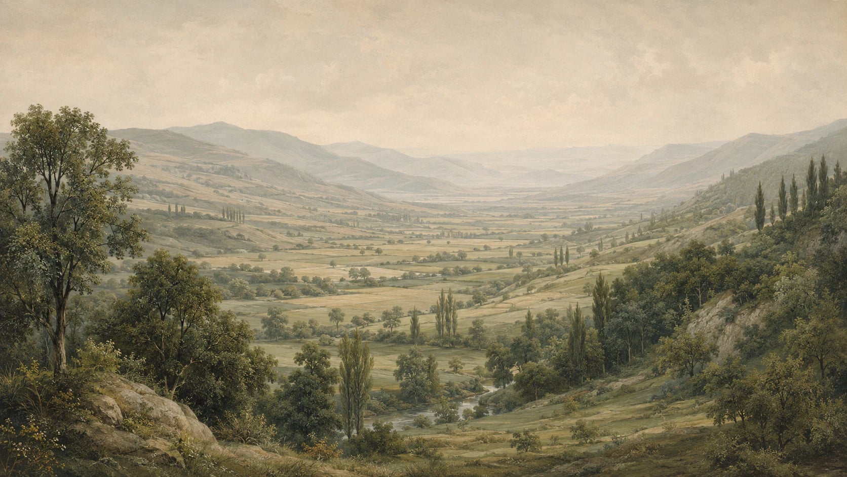 Panorámica de valle pastoral