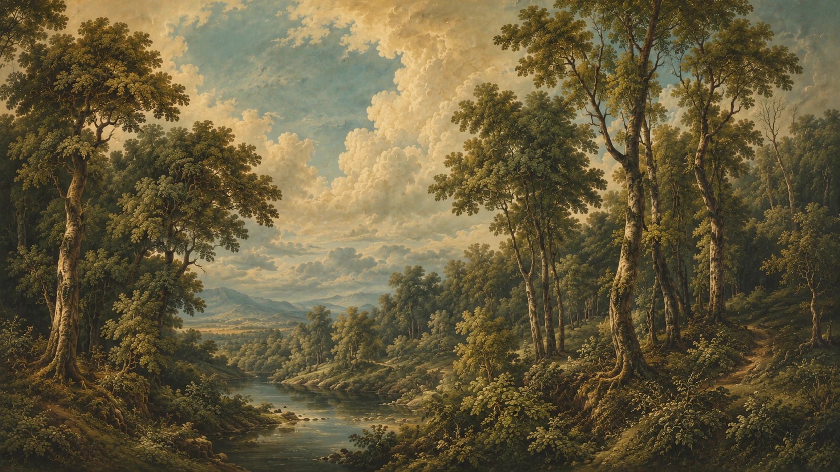 Panorama fluvial boisé