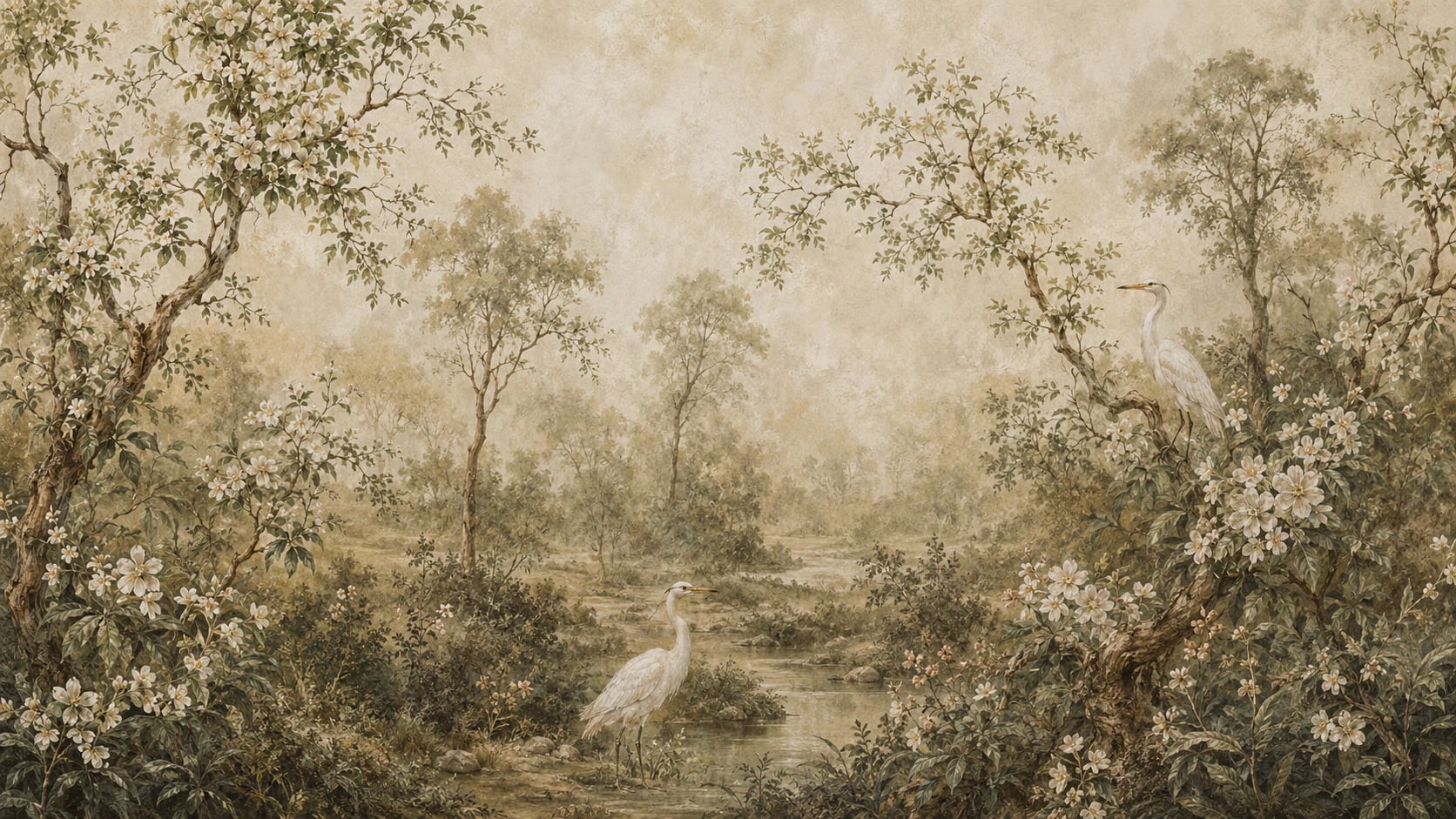 Clairière fluviale aux hérons