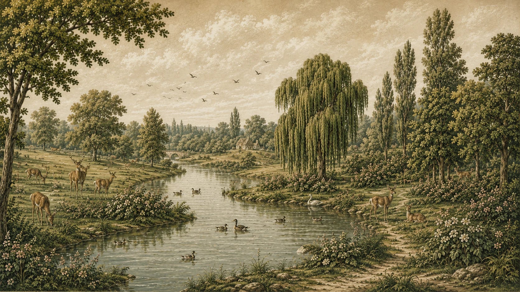 Pastoraler Weidenfluss