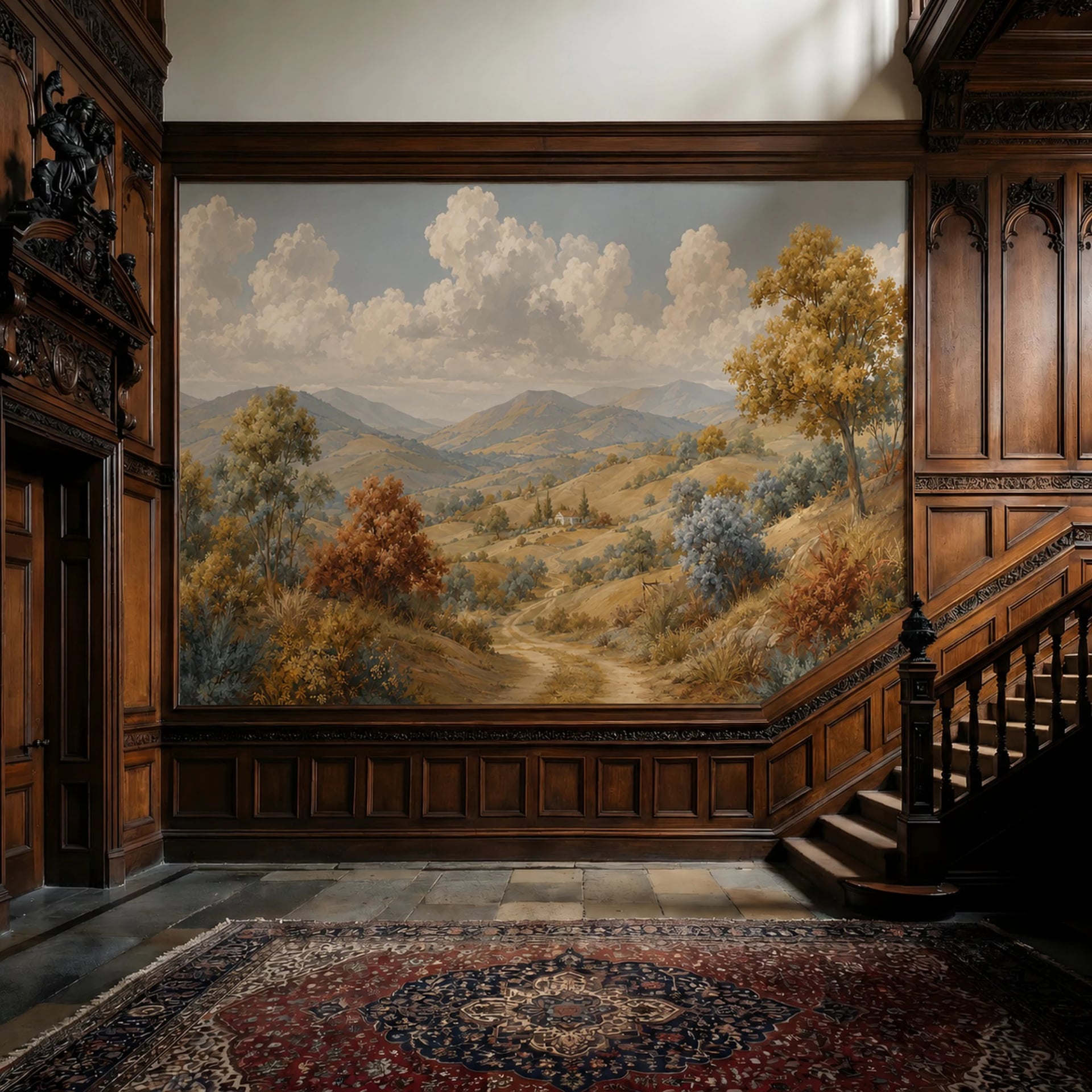 Golden Valley Trail wall mural shown in a styled interior, view 2