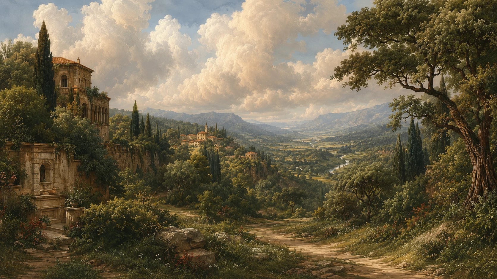 Vue sur la villa toscane