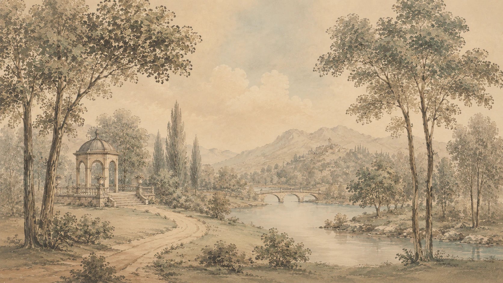 Gazebo River Landscape