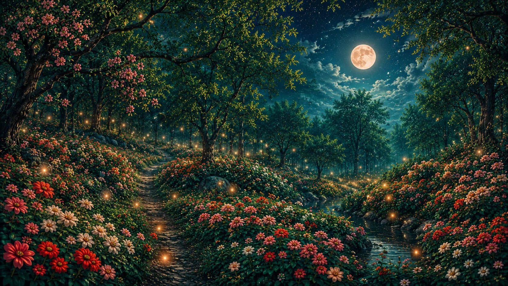 Moonlit Forest Meadow