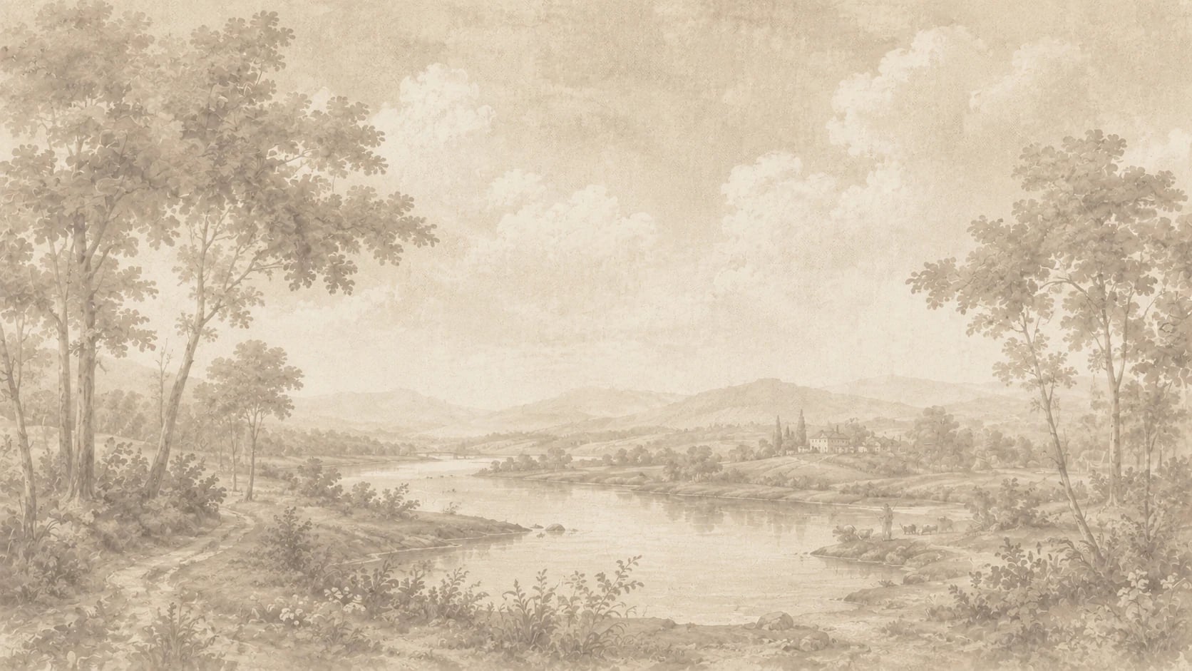Vallée fluviale sépia