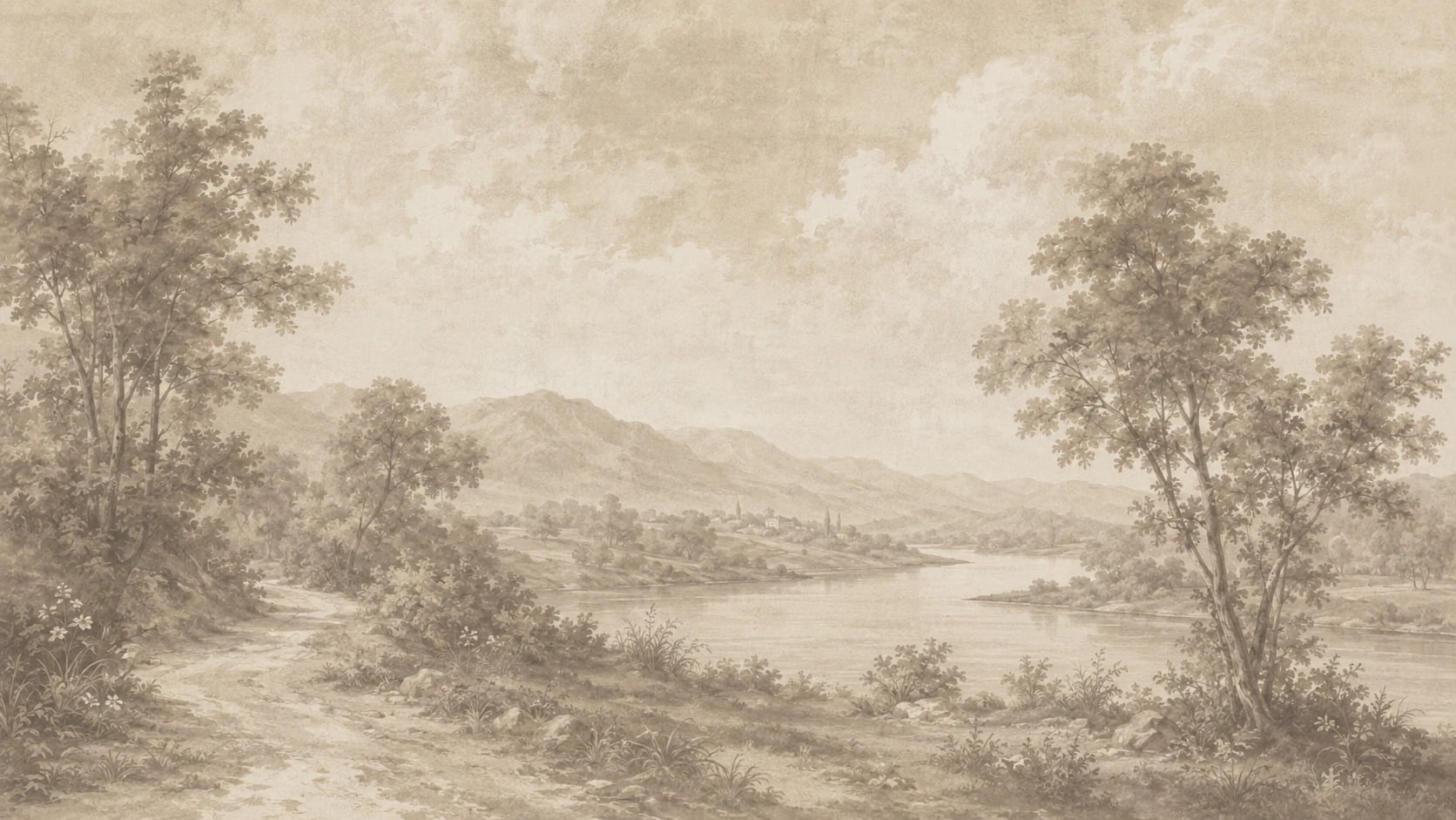 Valle del río en sepia