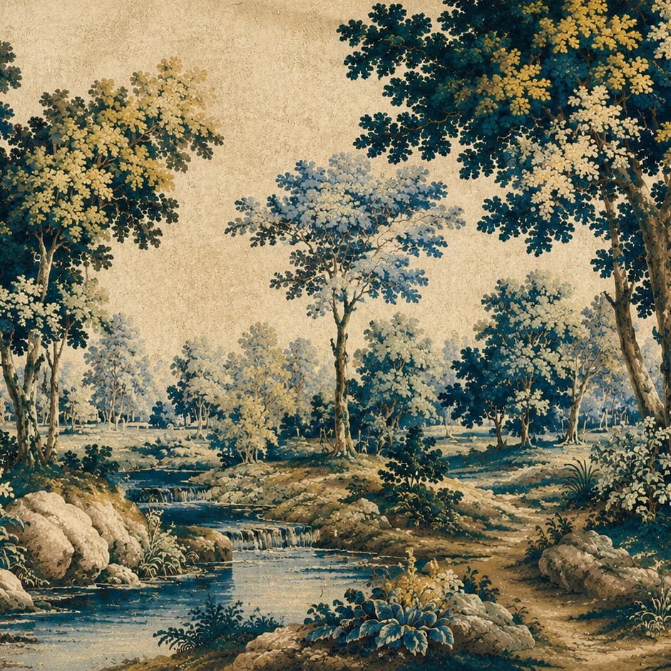 Close-up of the Verdure Forest Brook artwork at printed scale