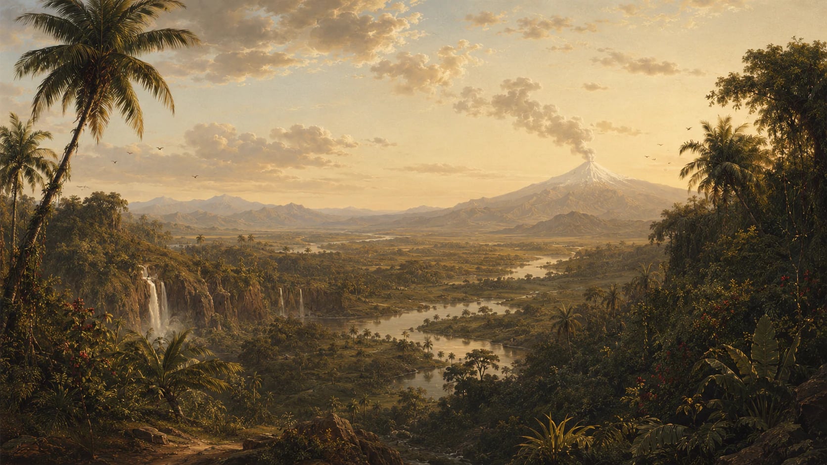 Paisaje de valle volcánico