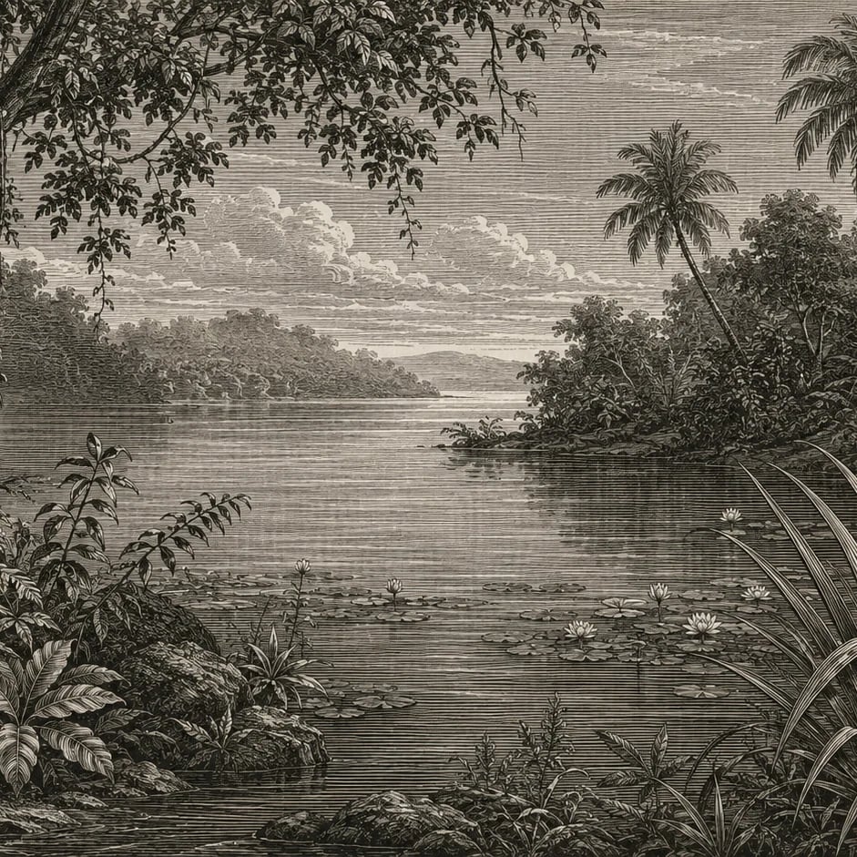 Close-up of the Water Lily Lagoon artwork at printed scale