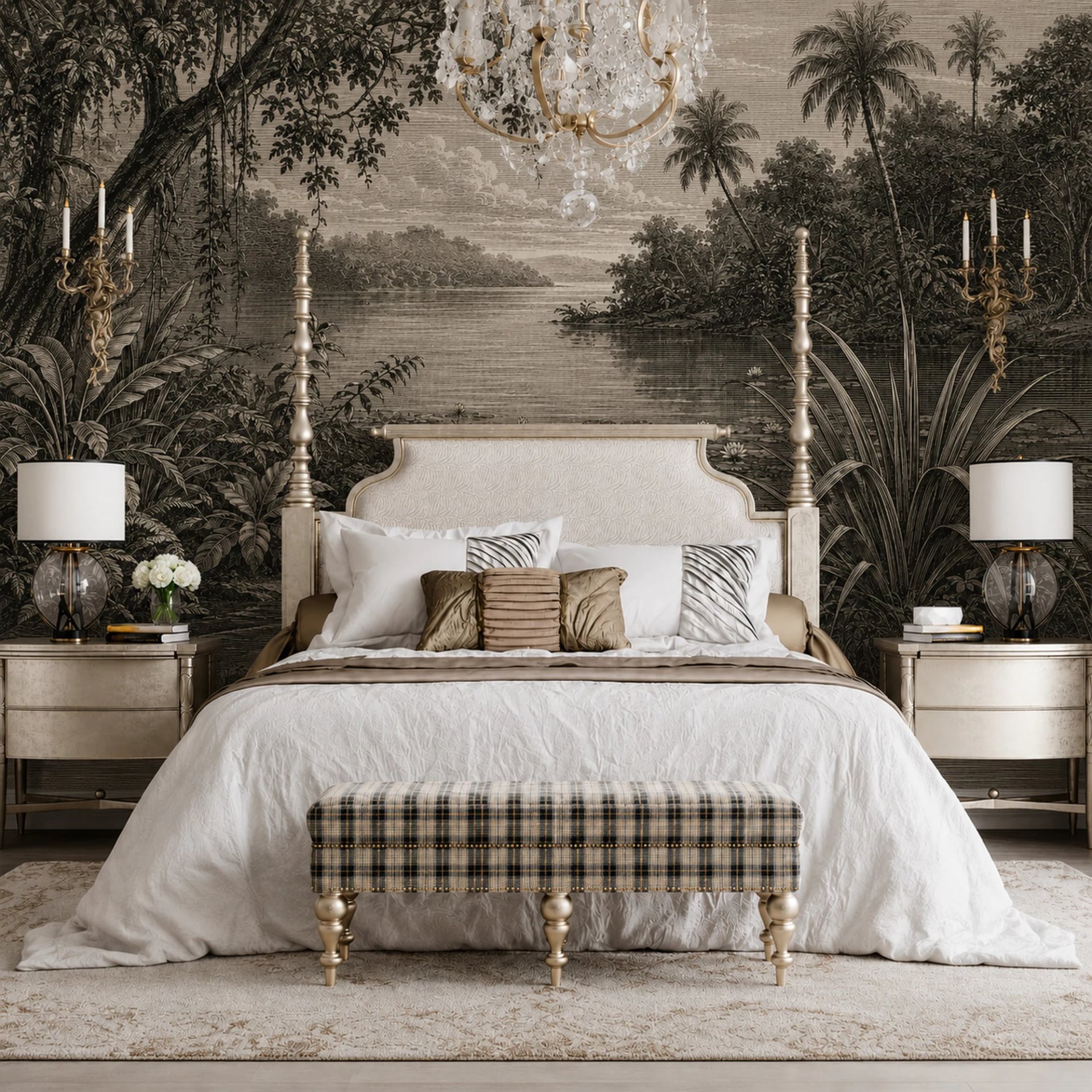 Water Lily Lagoon wall mural shown in a styled interior, view 2