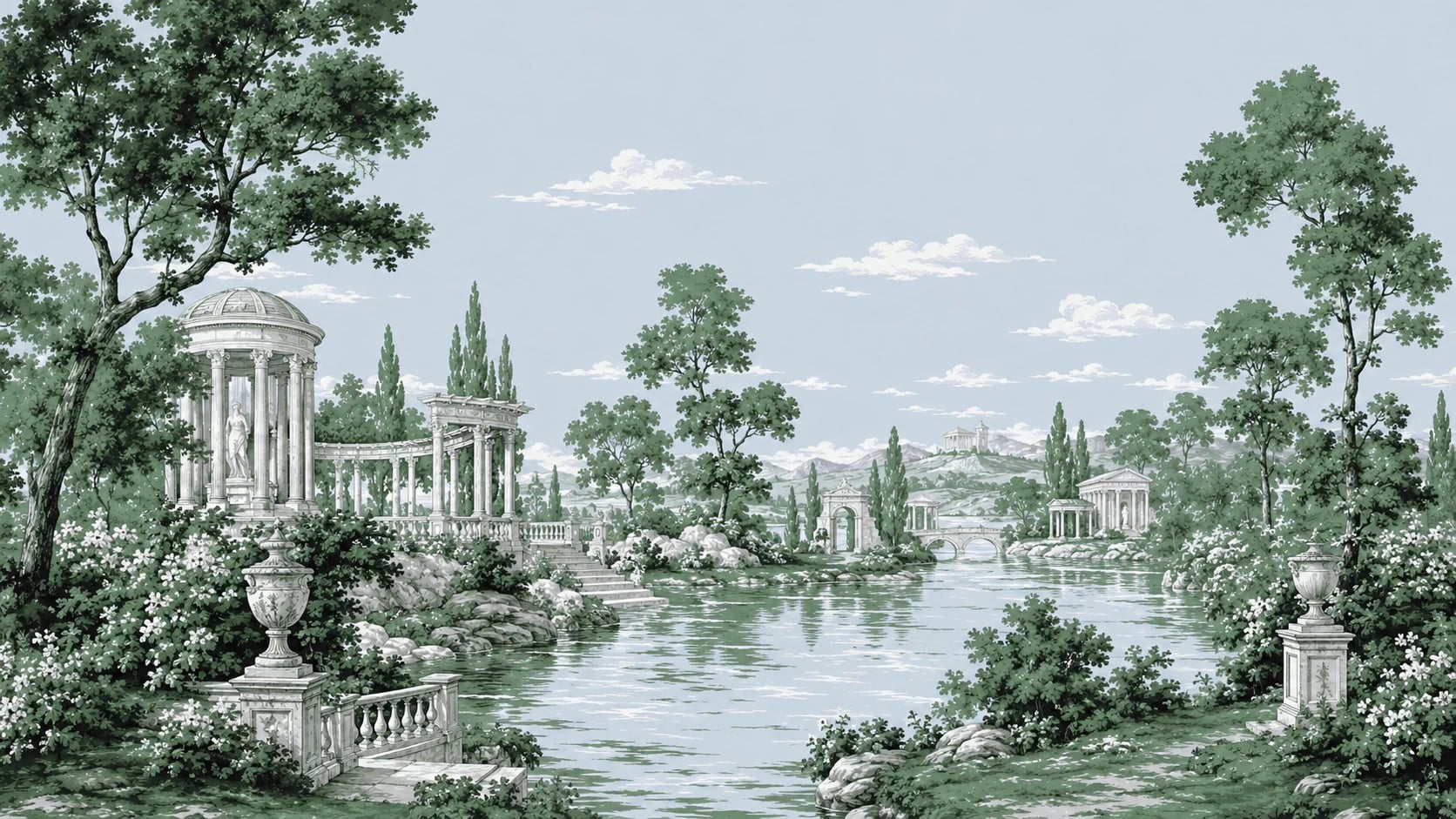 Glorieta en jardín clásico