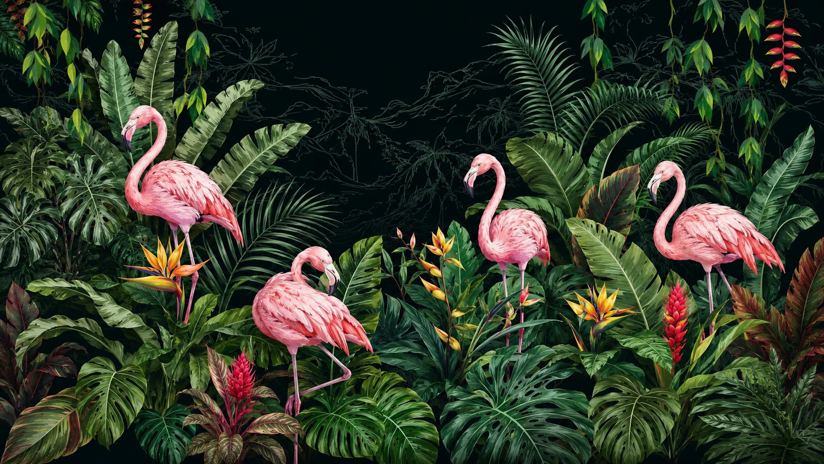 Flamingo-Dschungel bei Nacht