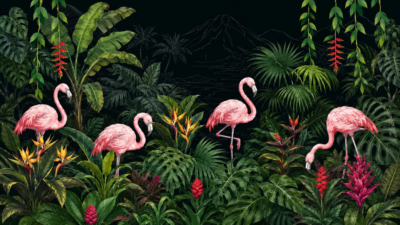 Midnight Flamingo Oasis