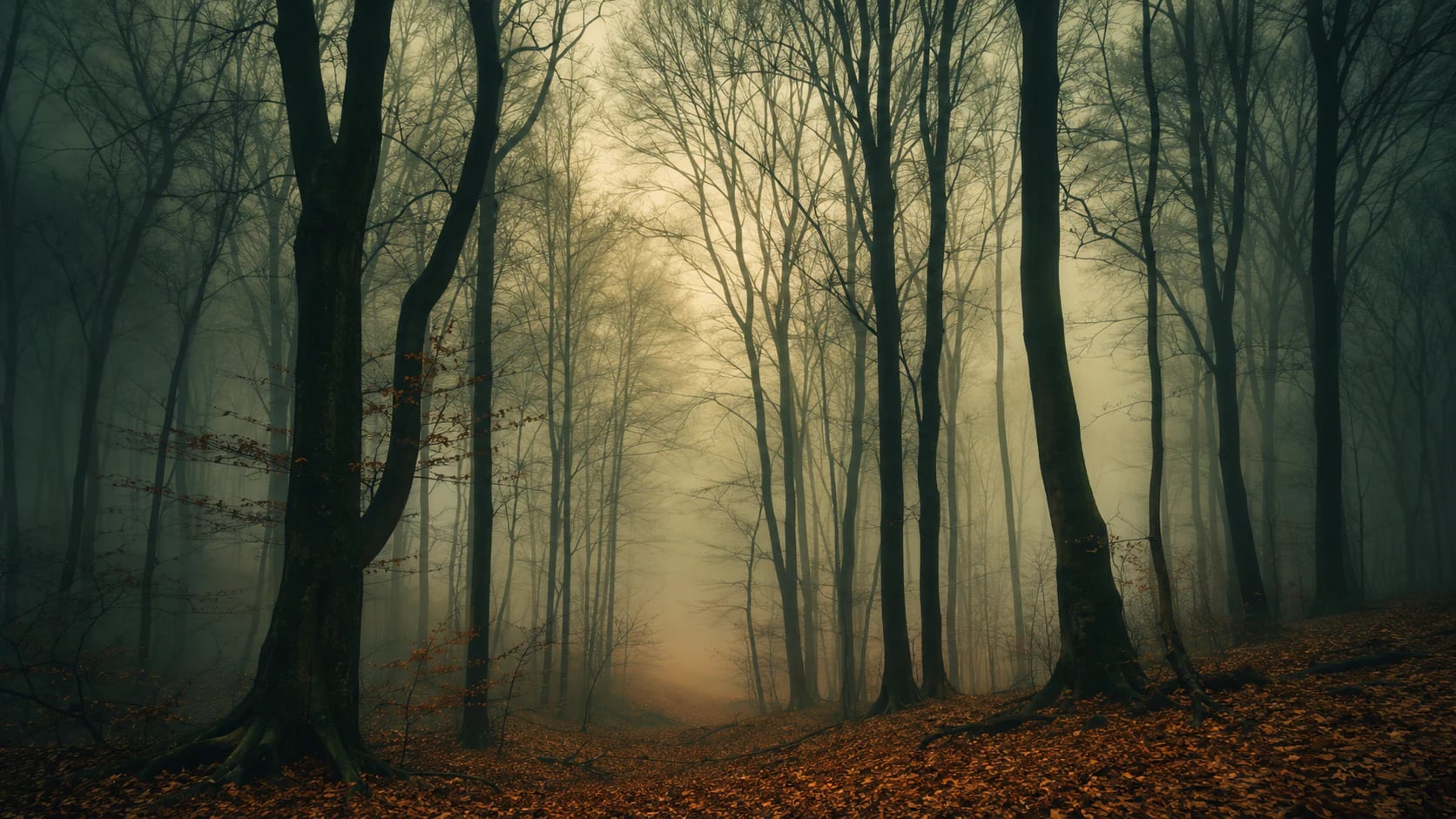 Nebliger Herbstwald