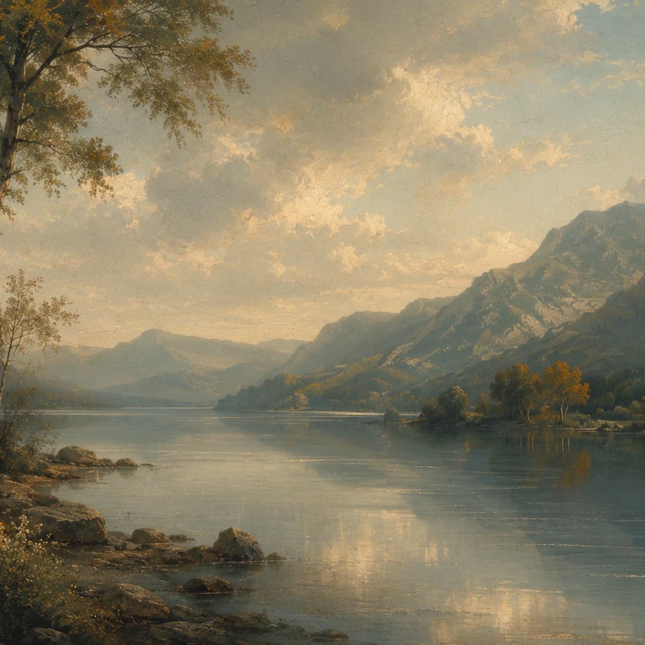 Nahaufnahme des Kunstwerks Blick auf den Hochlandsee im Druckmaßstab
