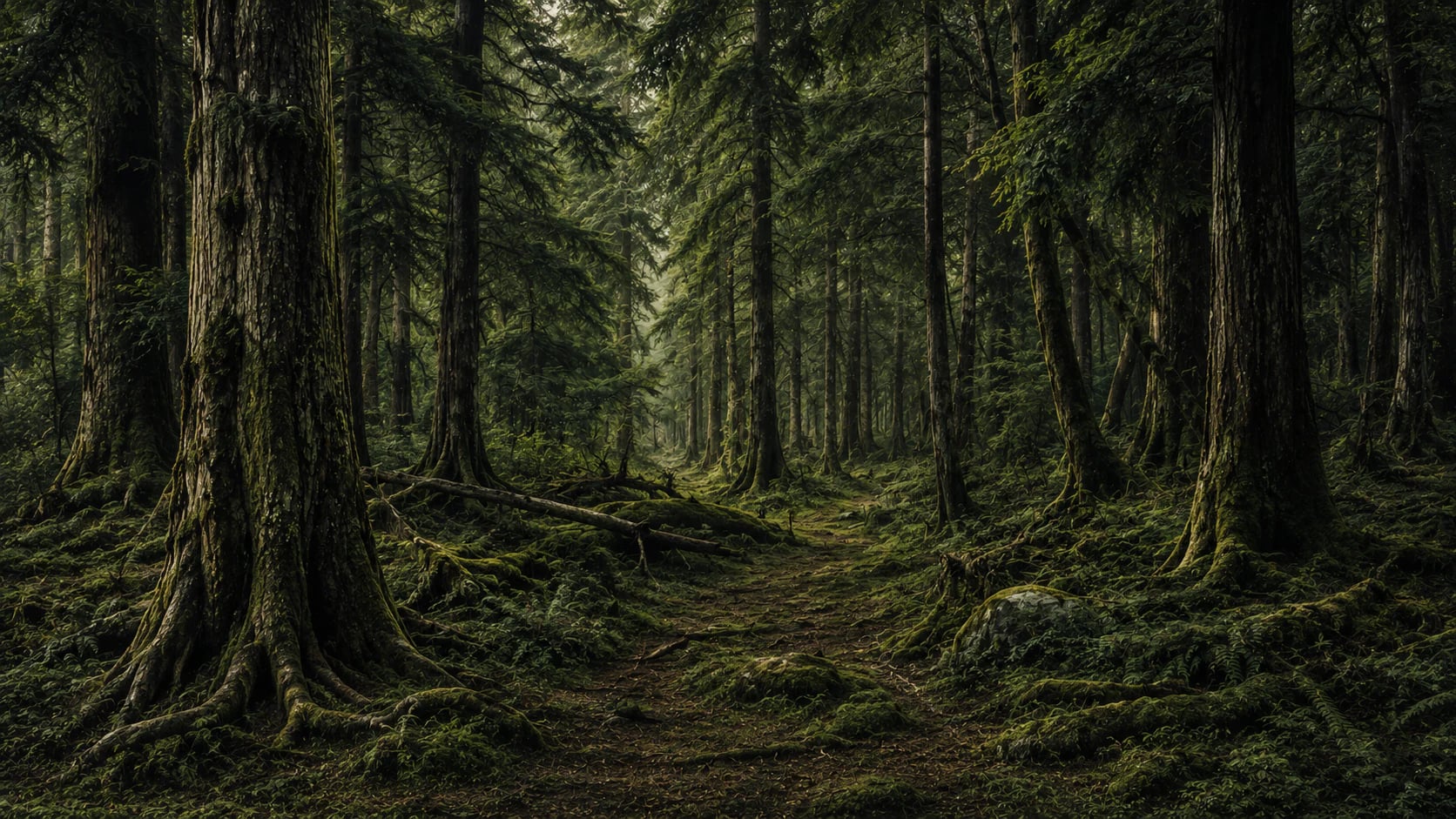 Bosque milenario con musgo