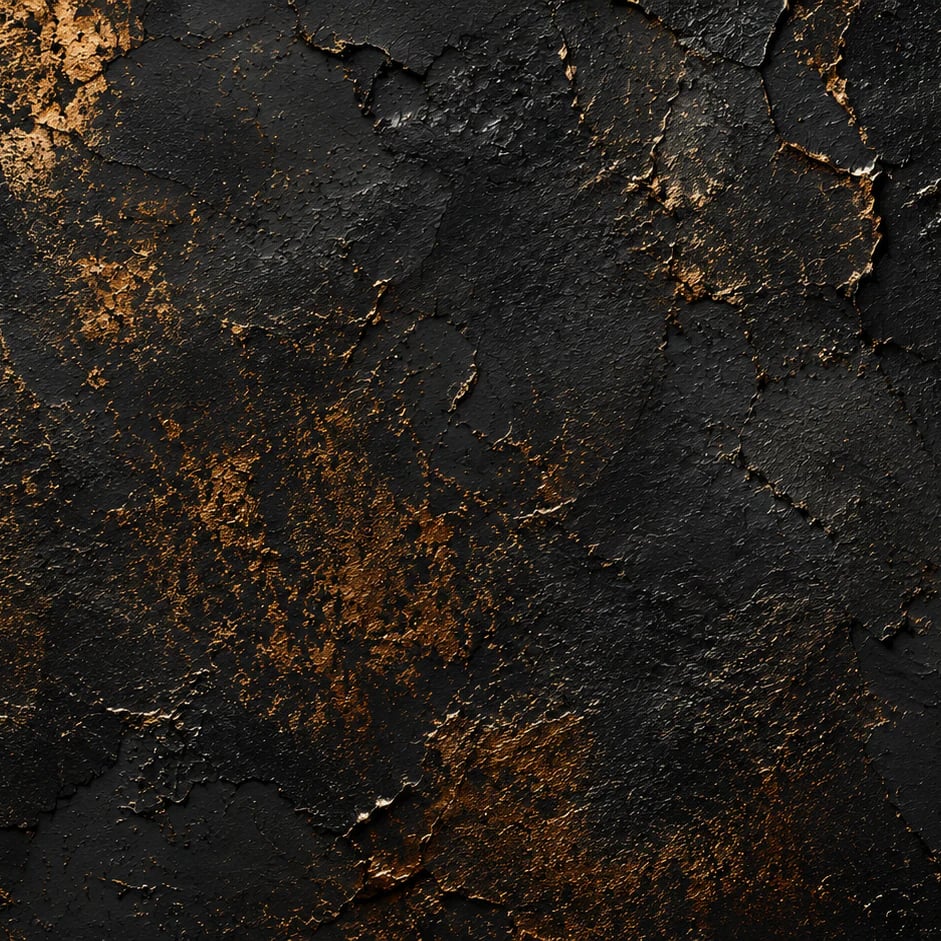 Close-up of the Black Gilded Plaster artwork at printed scale