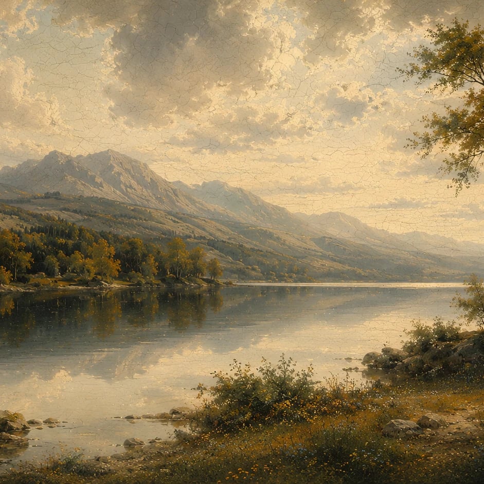 Nahaufnahme des Kunstwerks Blick auf den Hochlandsee im Druckmaßstab