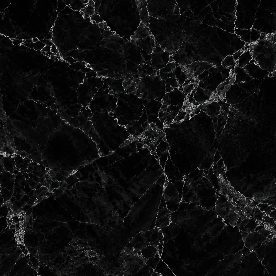 Close-up of the Midnight Marquina Marble artwork at printed scale