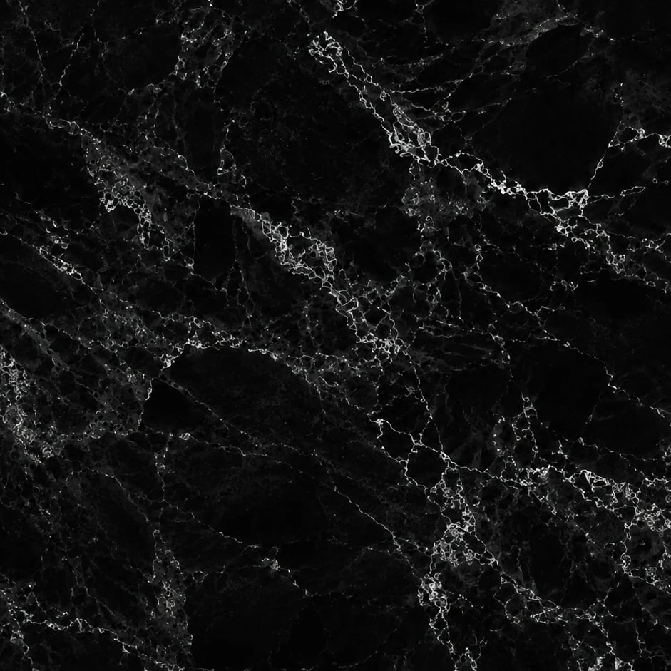 Close-up of the Nero Marquina Marble artwork at printed scale
