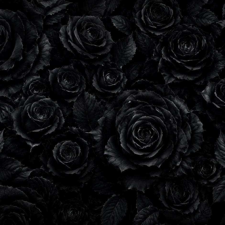 Nahaufnahme des Kunstwerks Samtschwarze Rosen im Druckmaßstab