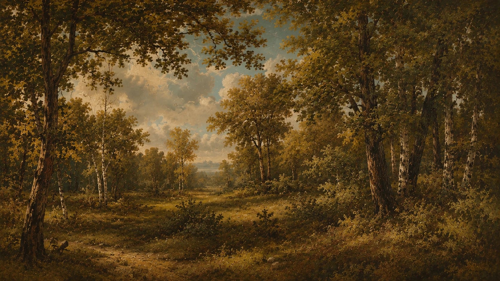 Clairière de bouleaux ambrés