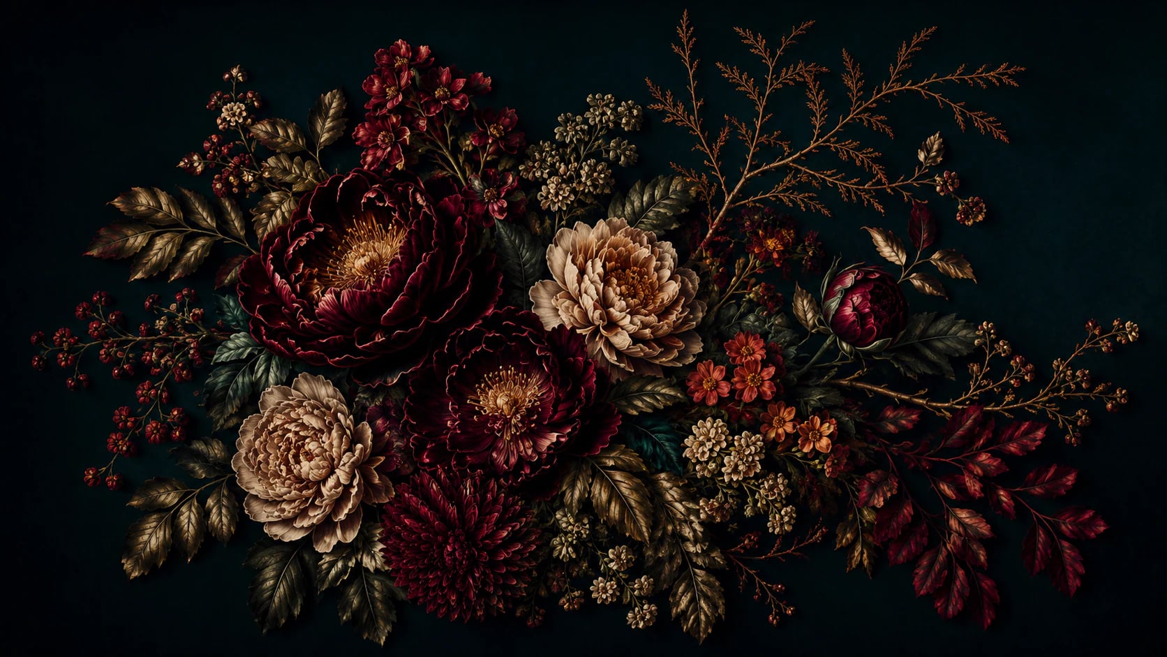 Pivoine baroque bordeaux