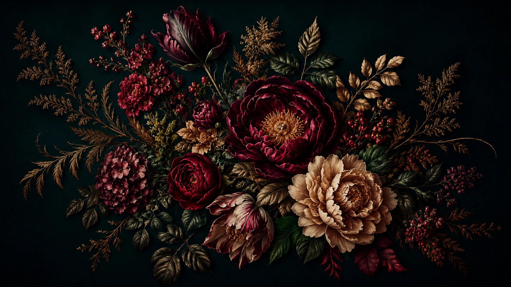 Pivoine bordeaux baroque