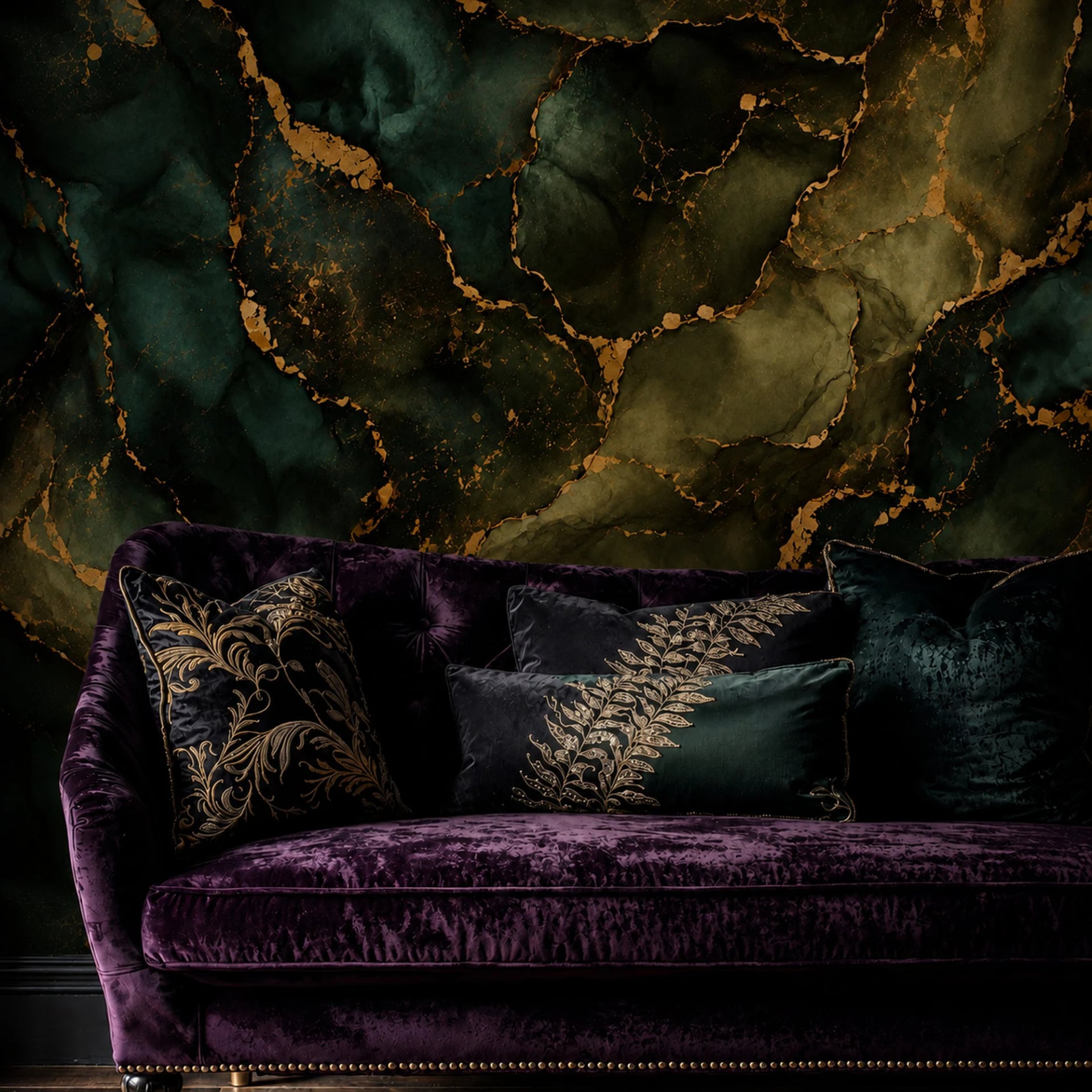Emerald Agate Vein wall mural shown in a styled interior, view 2
