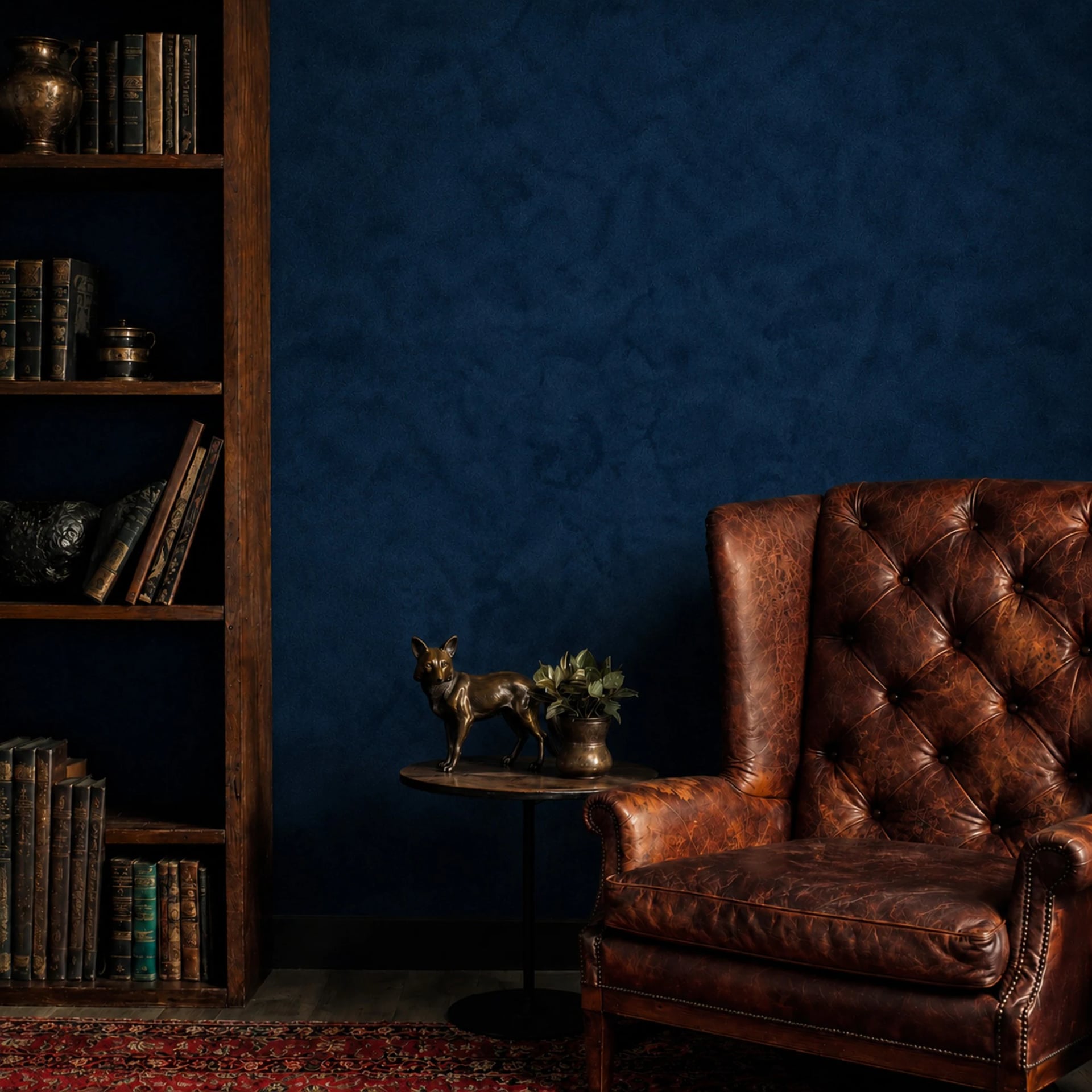 Midnight Navy Plaster wall mural shown in a styled interior, view 2
