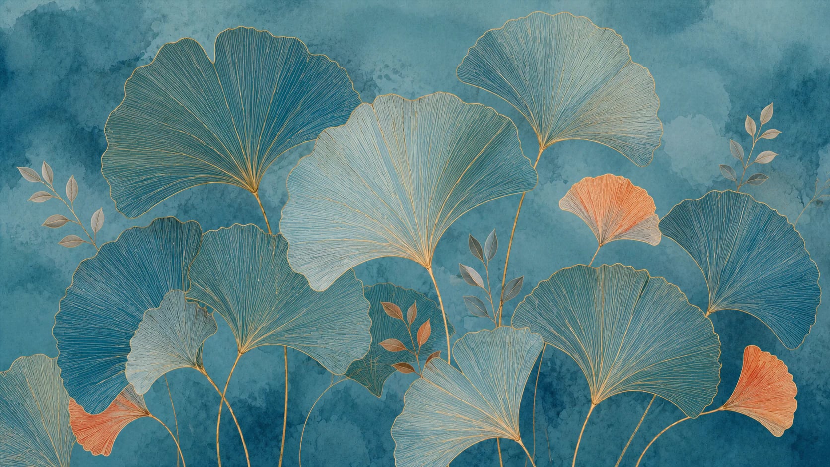 Teal Ginkgo Fan