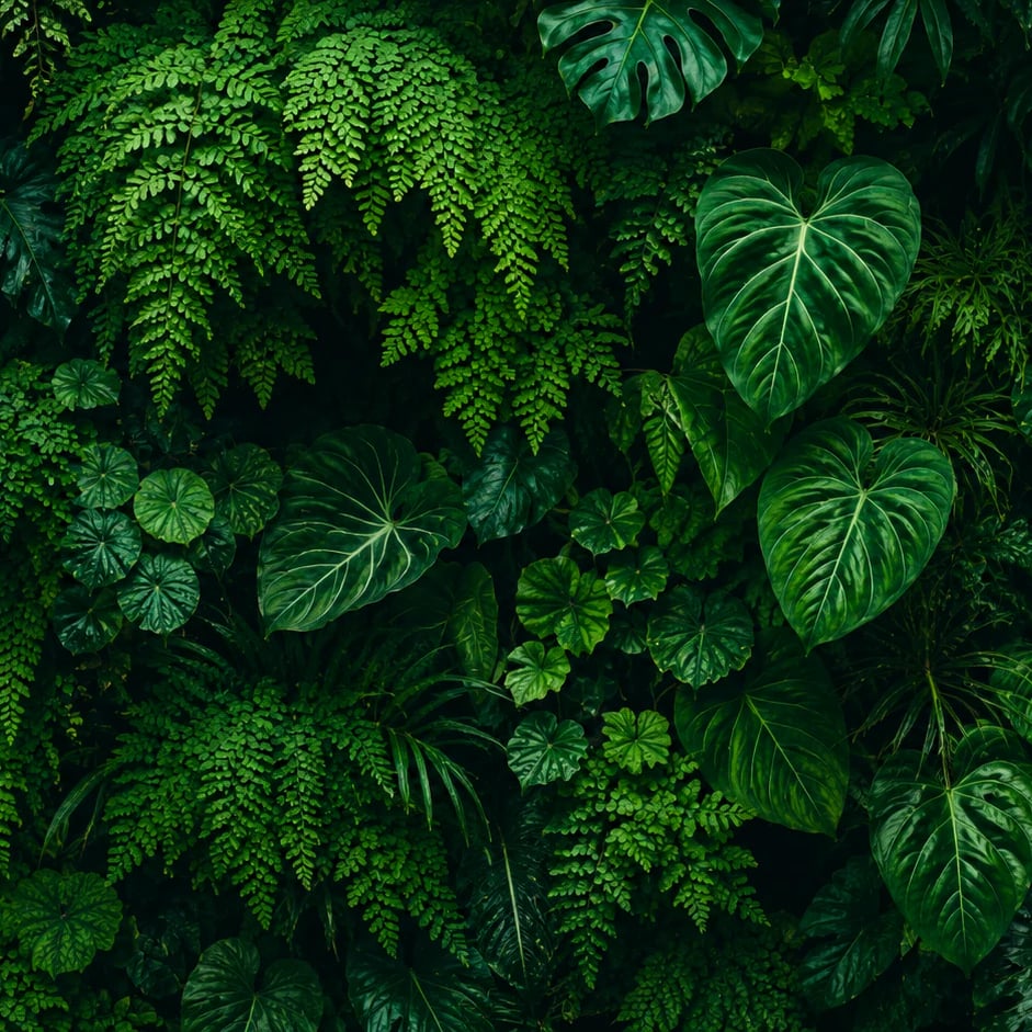 Close-up of the Lush Fern Canopy artwork at printed scale