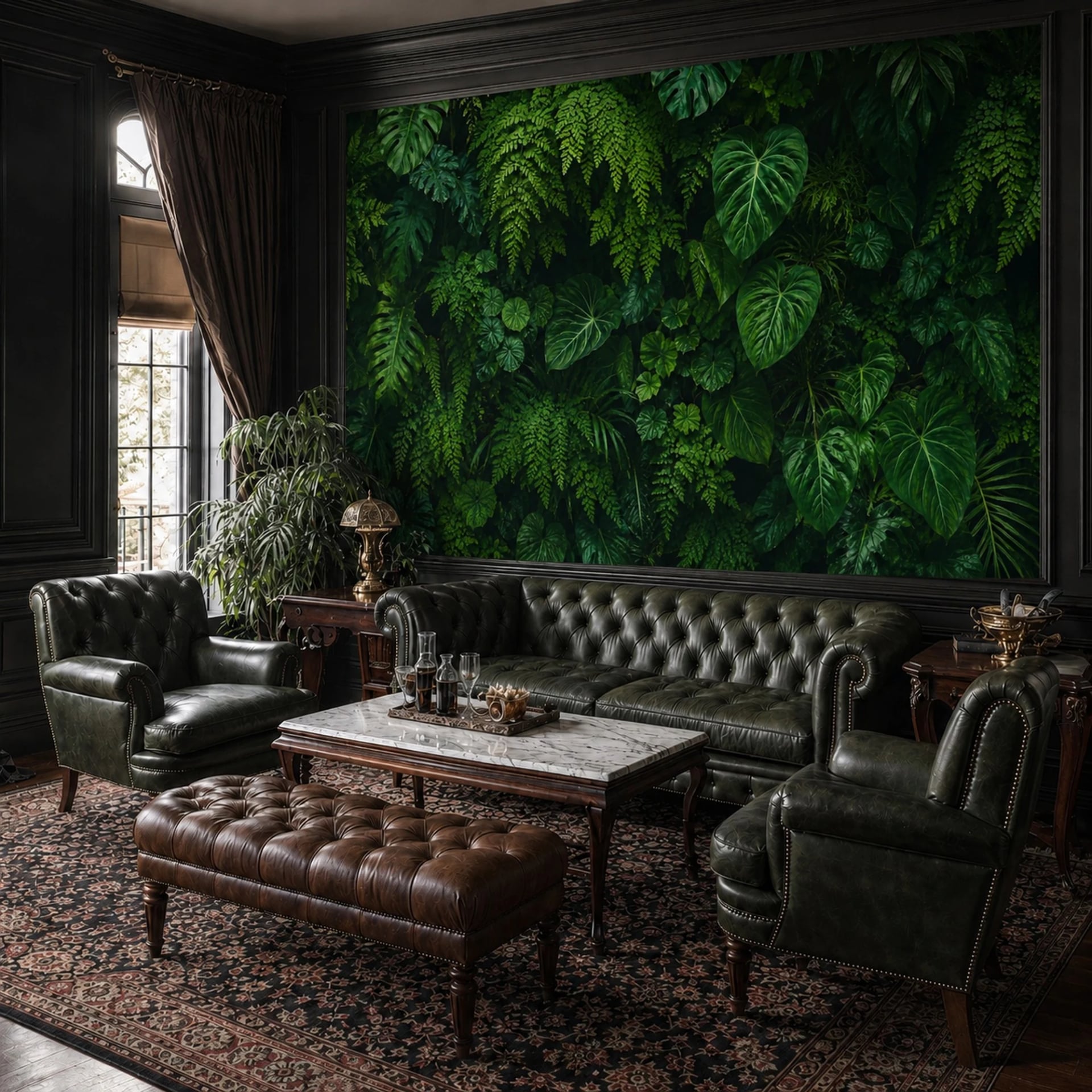Lush Fern Canopy wall mural shown in a styled interior, view 2