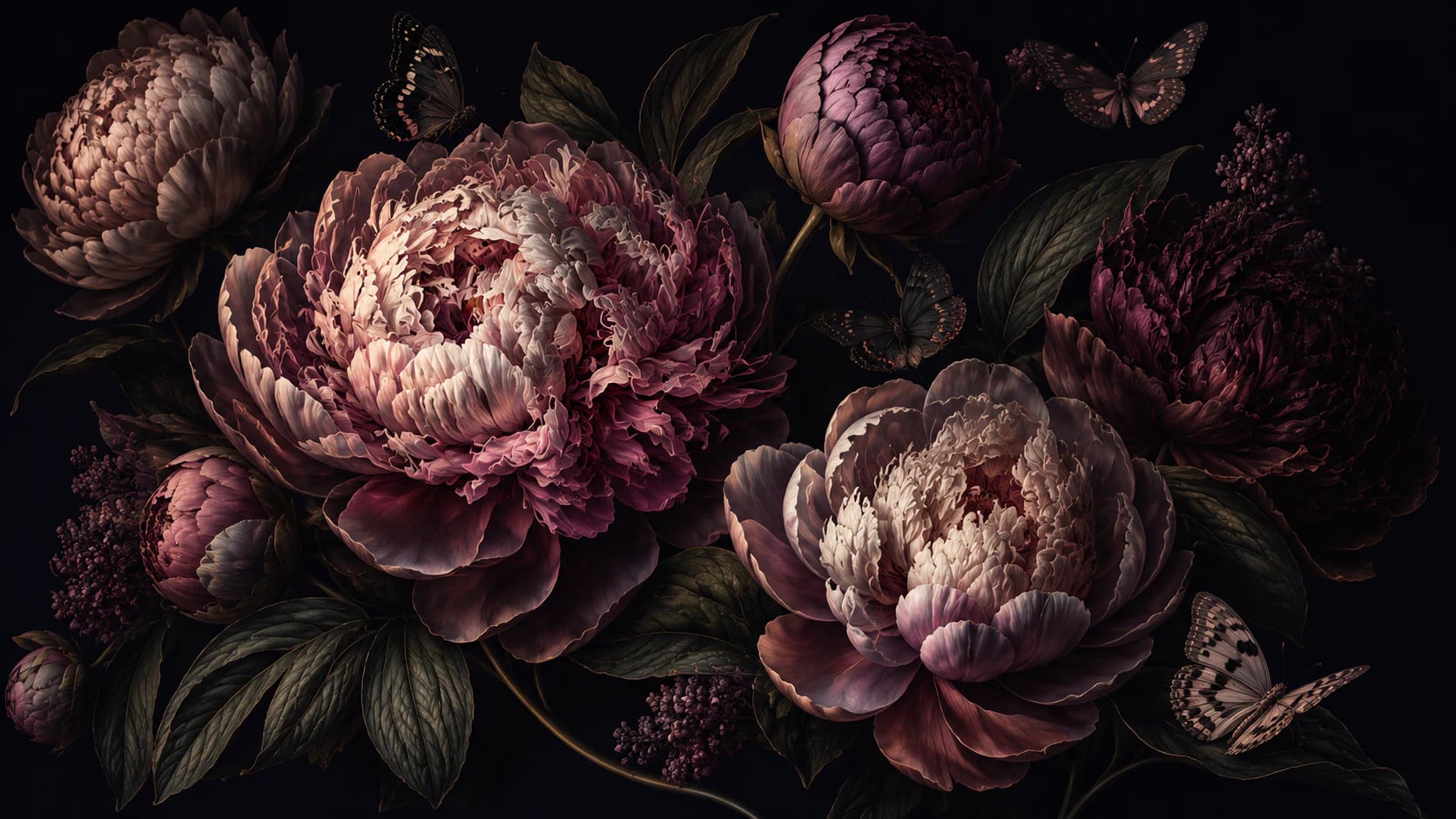 Éclosion nocturne de pivoines